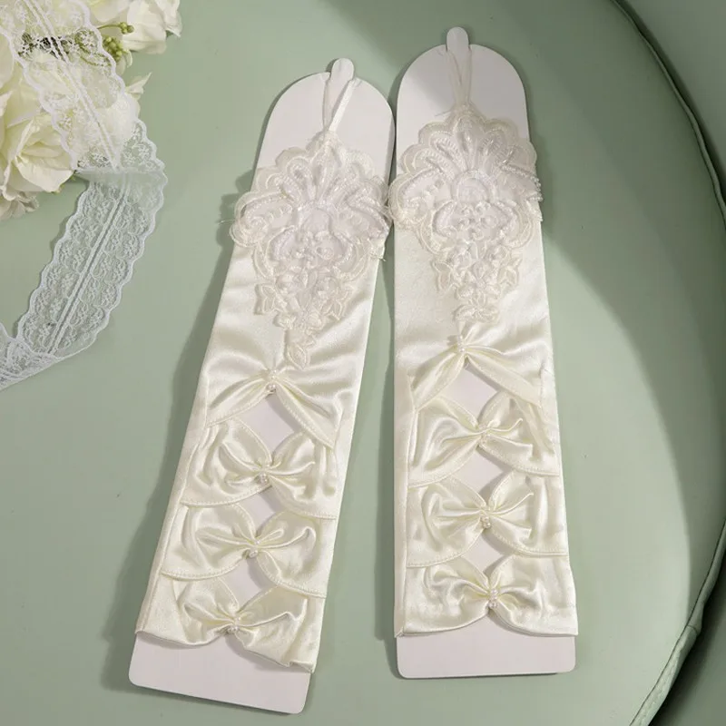 Белые свадебные перчатки цвета слоновой кости митенки для невесты для Леди невесты атласные перчатки Luva De Noiva Свадебные аксессуары ST233