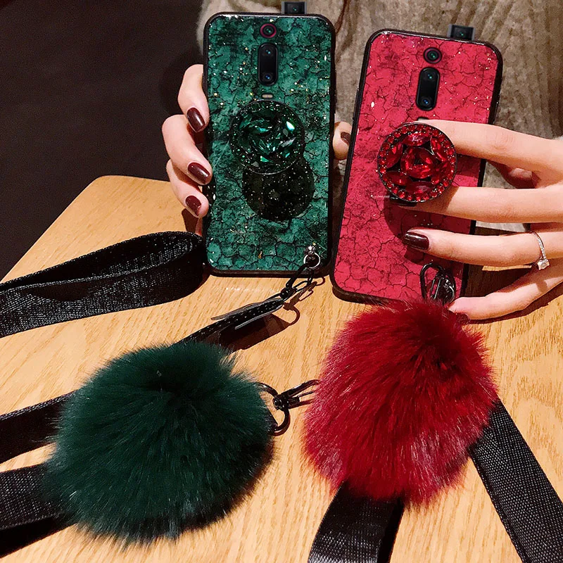 Чехол для Xiaomi Mi 10T 9T 9 A3 8 Lite 6X A2 5X A1 Note 9S 8T 10 Redmi K30 Pro Max 3 X3 NFC чехол с блестящим плюшевым