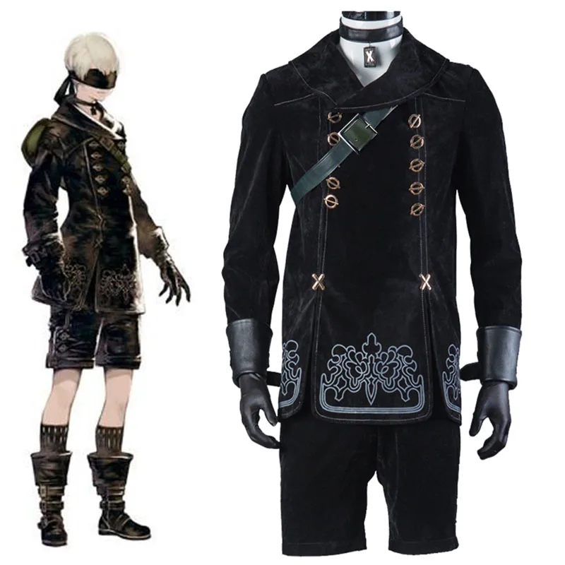 

Hot Games NieR Automata 9S Cosplay Costumes Men Fancy Party Outfits Coat shoe Wig YoRHa No. 9 Type S Full Set for Halloween