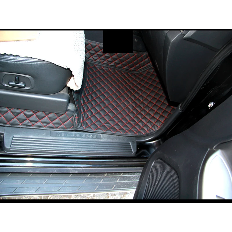 lsrtw2017 leather car interior floor mats for mitsubishi Montero pajero sport 2008 2009 2010 2011 2012 2013 3 rows mat