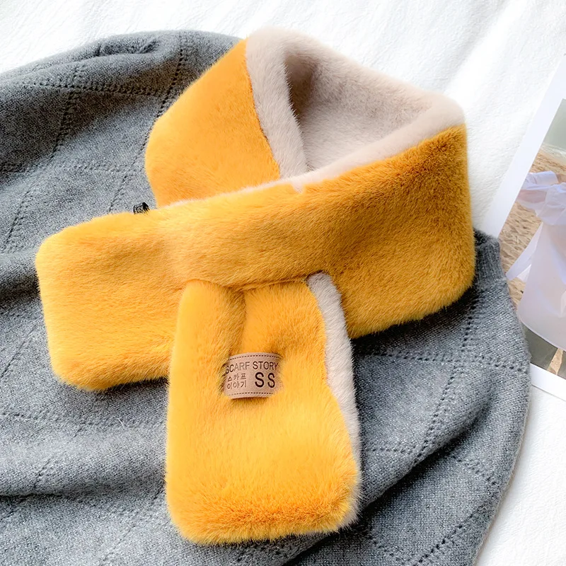 New style Fashion Soft Women Faux Rabbit Fur Collar Scarf Plush Collar Neck Warmer Winter Shawl femme Collar scarf - Цвет: 05