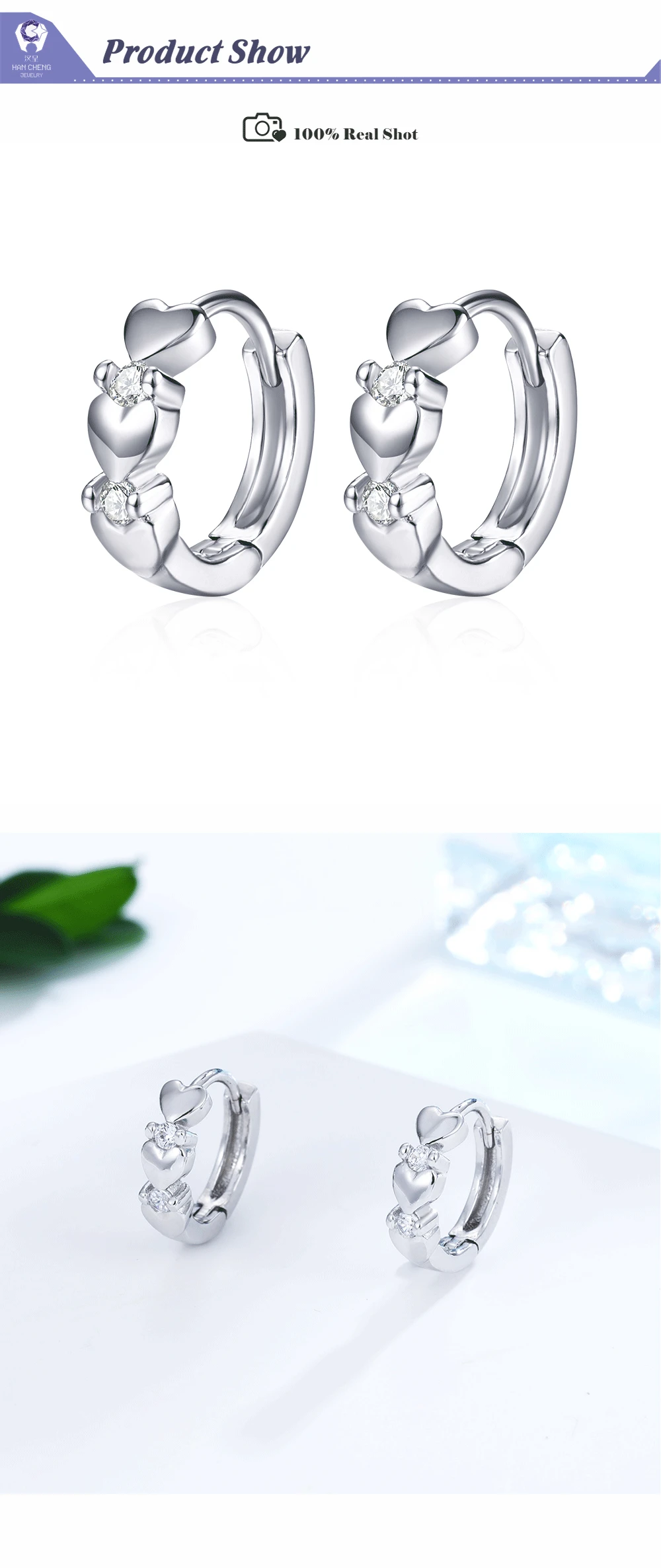 HanCheng новые модные серьги в форме сердца, серебряные циркониевые серьги-кольца для женщин, ювелирные изделия, циркониевые круглые серьги, kolczyki oorbellen