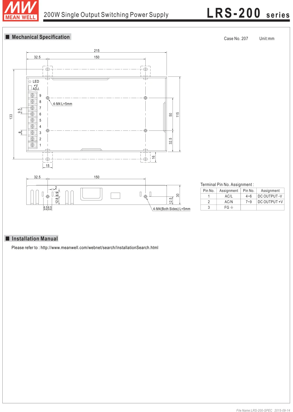 Цена товара MEAN WELL! LRS-200-5 5 V/12 V/24 V 40A meanwell LRS-200 200W один Выход переключение Питание