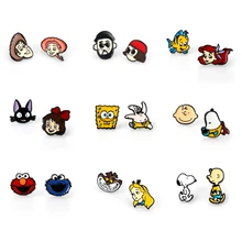 Аниме мультфильм Алиса в стране чудес Чеширский кот Русалочка серьги гвоздики милые Леон Матильда эмалированные Серьги для женщин и детей