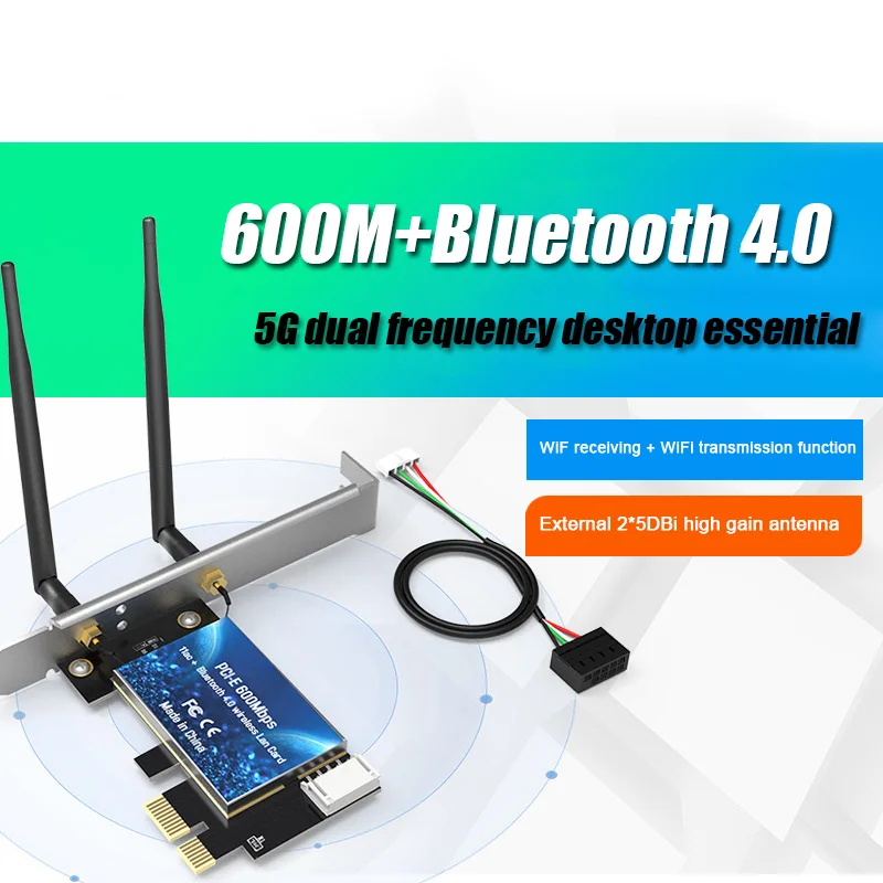 

EDUP PCI-E Wireless Wifi Adapter 600Mbps Bluetooth Dual Band Networks Card LSMK99