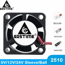 Gdstime – Mini ventilateur de refroidissement sans balais, 2 pièces, 25x25x10mm, cc 5V 12V 24V, 2.5cm, 25mm, manchon 2 broches/boule, 2510