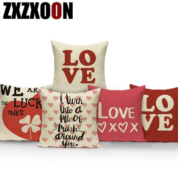 

Nordic Style Wedding Decoration Valentine's Day Gift Letter Love Pillow Cover Decorative Cotton Linen Sofa Home Cushion Cover