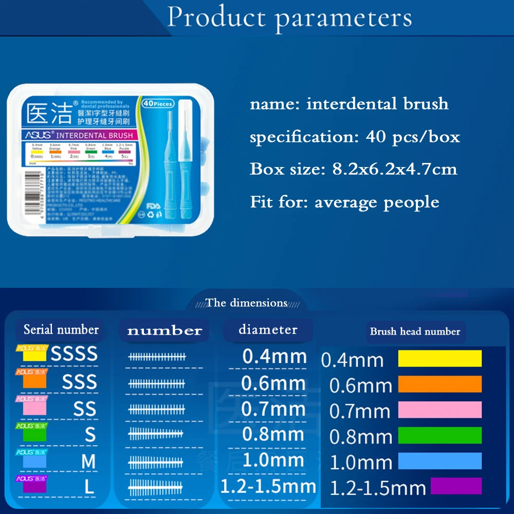 40 шт. межзубная щетка с толкателем гигиена полости рта Отбеливание зубов зубочистка Ортодонтическая зубочистка гигиеническая зубная щетка