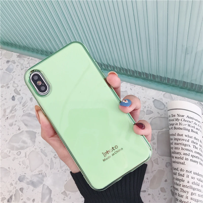 Роскошный золотой Jude зеленый цвет чехол для телефона для iphone X XR XSMAX чехол мягкий тпу анти-осенний чехол s для iphone 6S 7 8 PLus Coque - Цвет: Коричневый