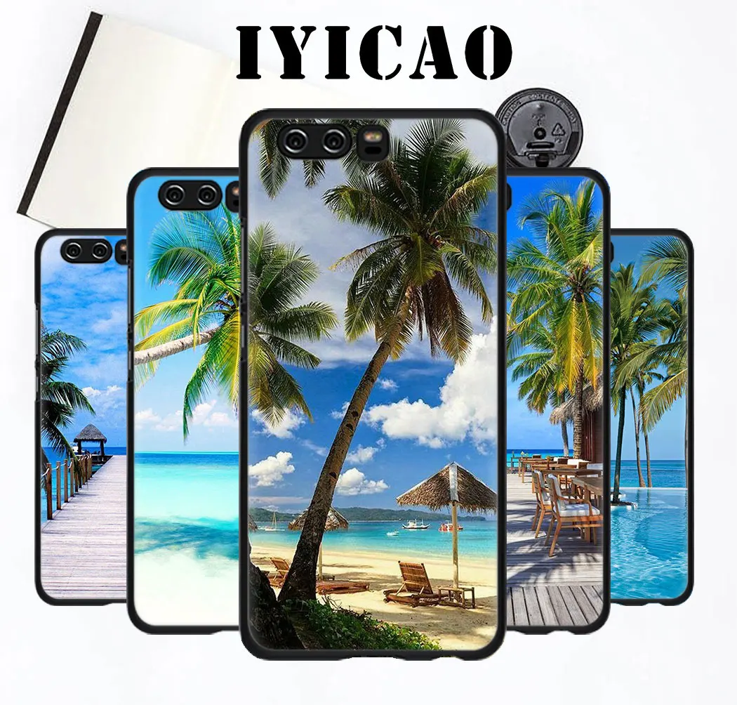 Мягкий чехол для Huawei Honor 8 9 10 Lite 6A 7A 9X 20 Pro 7C 7X 8X 8C Note View с пляжным кокосовым деревом