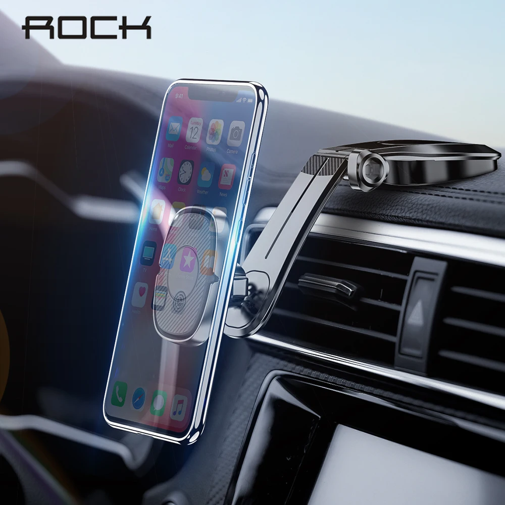 Автомобильный держатель для телефона ROCK Mirror Gravity для iPhone 11 X XS samsung huawei Dashboard Air Vent Paste, универсальная подставка для мобильного телефона - Цвет: Magnetic Dashboard
