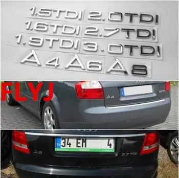 

1.9 2.0 2.7 3.0 TDI quattro Letters Silver Chrome Emblem Car Styling Rear Trunk Discharging Mark Sticker for Audi A7 A8 A6L Q7