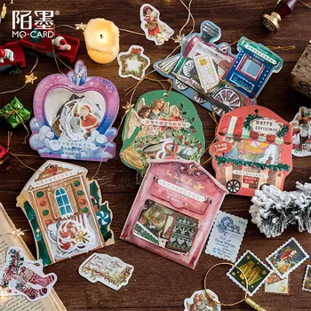 

40 pcs/pack Gilding Christmas Island Series Snow Country Train Diary Label Stickers Pack Decorative Scrapbooking DIY Stickers