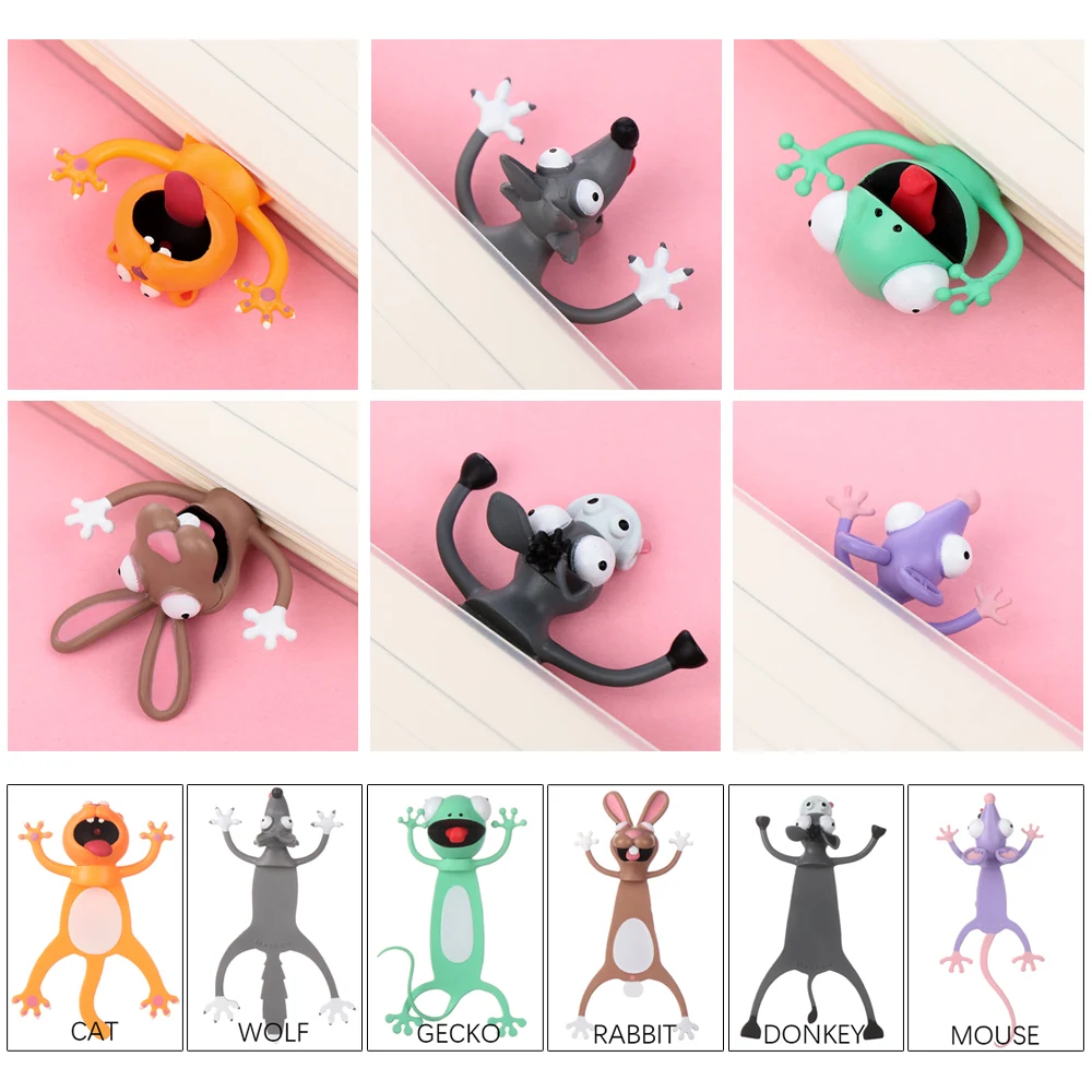 1 PC New 3D Stereo Cartoon Bookmarks Funny Ocean Series Seal Octopus Creative Cute Stationery Student Personalized Creative Gift