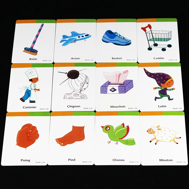 de cartas Montessori Preshcool para niños, cartas de aprendizaje de francés/palabras, tarjetas Flash de animales, juegos de memoria, juguetes educativos para niños| | - AliExpress