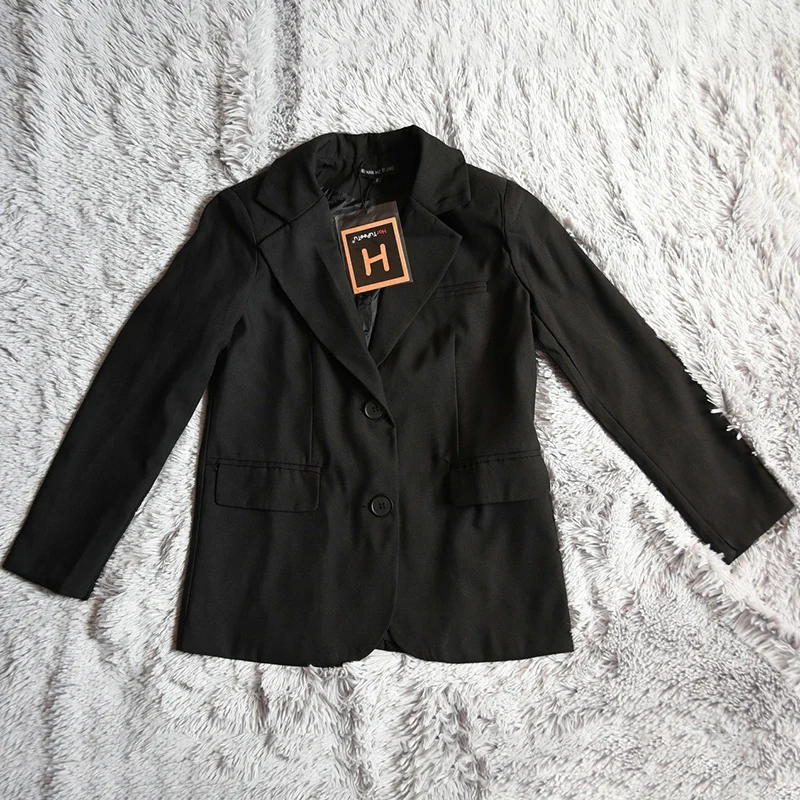 Women Blazer 2020 Casual Plus Size Fit Black Autumn Chic Korean Style Jacket Back Split Buttons Long Sleeve Work Bussines Coat
