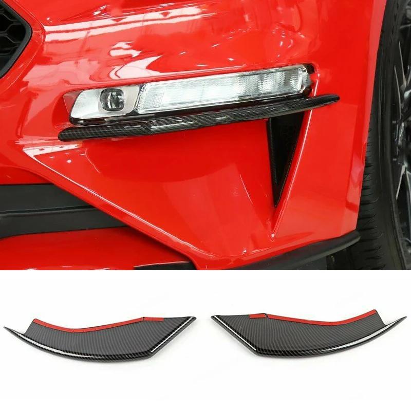 

DWCX 2Pcs Carbon Fiber Texture Style Car Front Fog Light Eyebrown Trim Cover ABS Fit for Ford Mustang 2018 2019