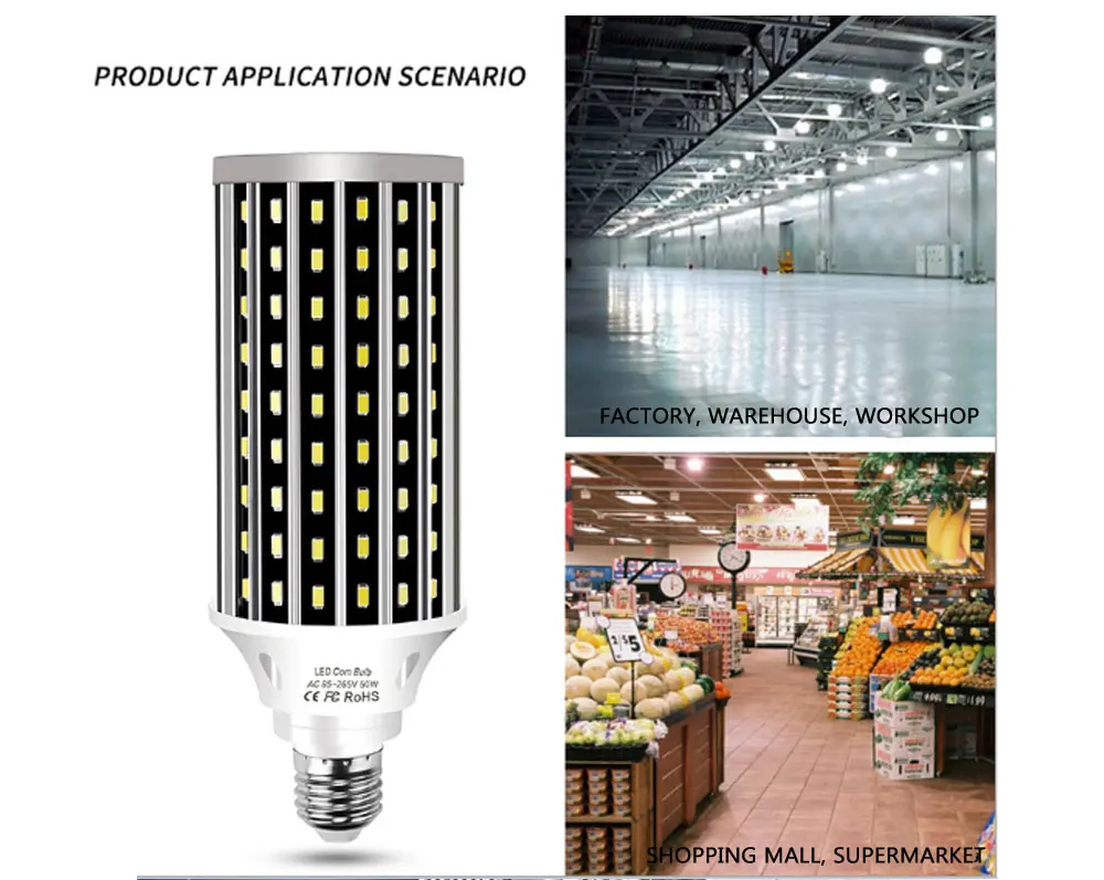 Супер яркий 50 Вт светодиодный лампочка E27 кукурузная лампа SMD5730 чип 3000 К 6000 К для внутреннего освещения лампа для потолочного светильника