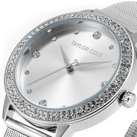 Taylor Cole, золотые наручные часы, женские модные брендовые повседневные кварцевые часы, женские Кристальные часы, Relogio Feminino/TC072 - Цвет: Silver TC070