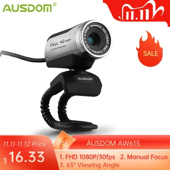 

AUSDOM AW615 HD Web Camera With Microphone USB 2.0 1080P Webcam PC for Laptop Live Broadcast Video Conference Work Computer