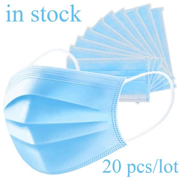 

20pcs/lot In Stock 3 Layers Anti-Dust Dustproof Earloop Face Mouth Masks Facial Protective Cover Masks