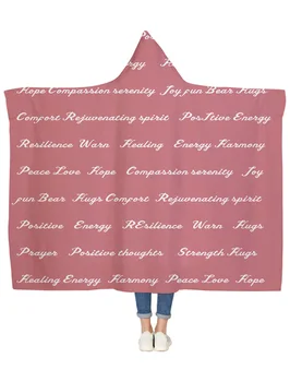 

Warm Embrace Positive Energy Therapy Pink Hooded Blanket Bedspread Blankets Blanket Flannel Travel All-Season
