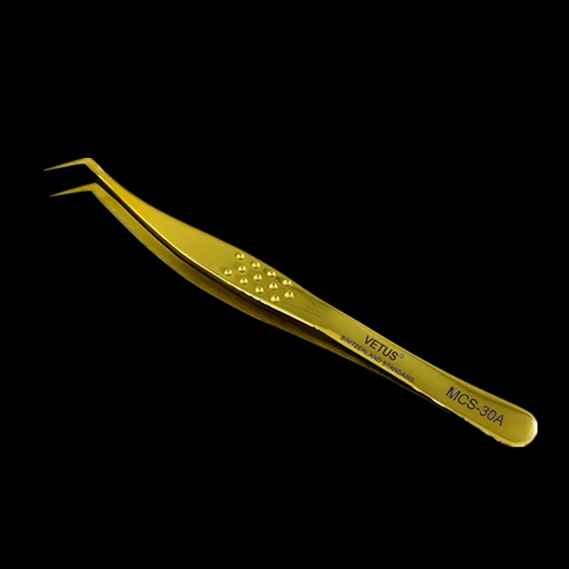 30A-Gold Vetus Original MCS Series New Style Premium Eyelashes Tweezers Ultra Fine Tip Improve for 3D 6D Lashes Extensions - Цвет: 30A-Gold