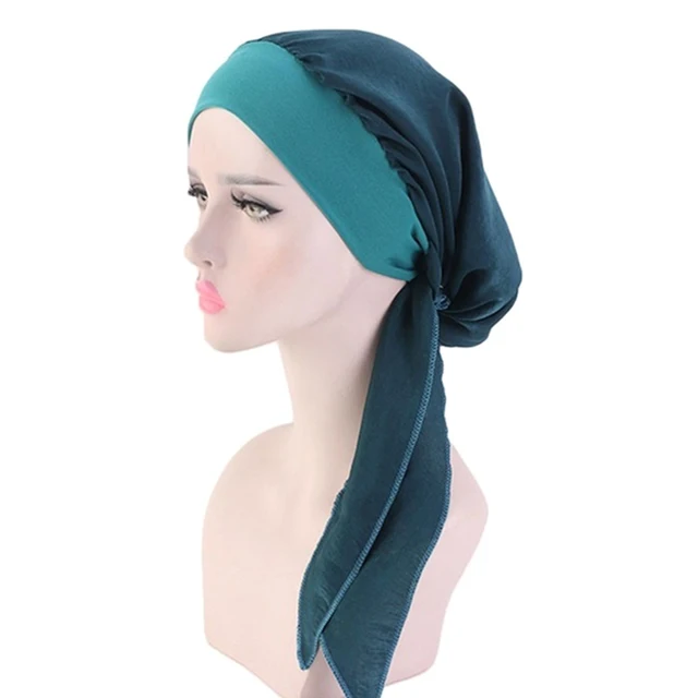 Turbante Donna Musulmano | Cappello Chemio | Sciarpa Testa | Taglia Unica Nero | Seta Di Latte