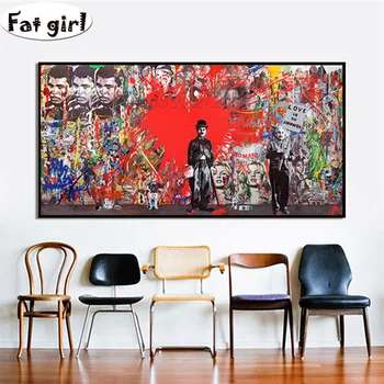 

Diy diamond painting 5D Graffiti Street Art figure Printed oil painting on canvas Large size embroidery mosaic square round gift