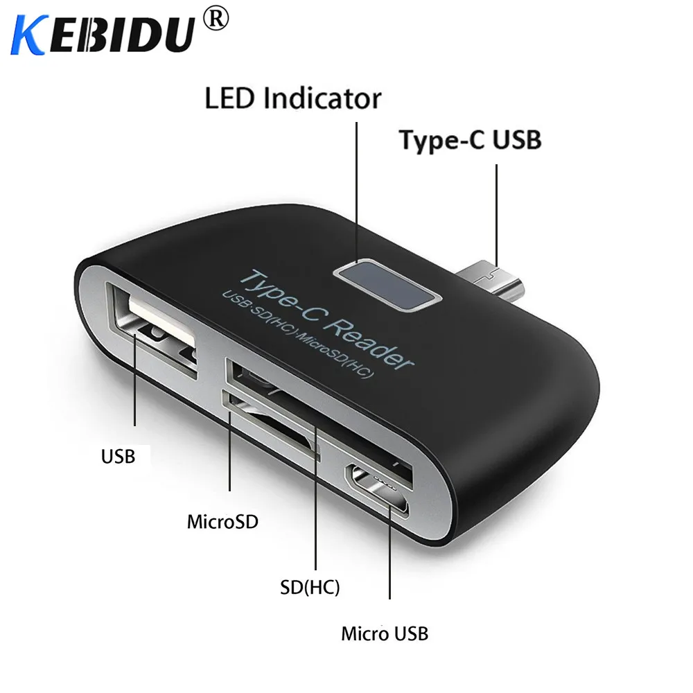 Kebidu 3 в 1 адаптер для карт памяти USB 3,1 type C USB-C TF SD OTG кард-ридер для телефонов Macbook, планшетных карт, чтения