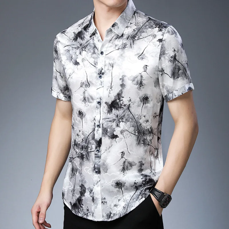 ^Cheap Zomer Business Casual 100% Zijde Korte Mouwen Heren Shirt Top Kwaliteit Losse Vintage Stijl Zijde Gedrukt Formele Shirt Chemise Homme ^Cheap Zomer Business Casual 100% Zijde Korte Mouwen Heren Shirt Top Kwaliteit Losse Vintage Stijl Zijde Gedrukt Formele Shirt Chemise Homme