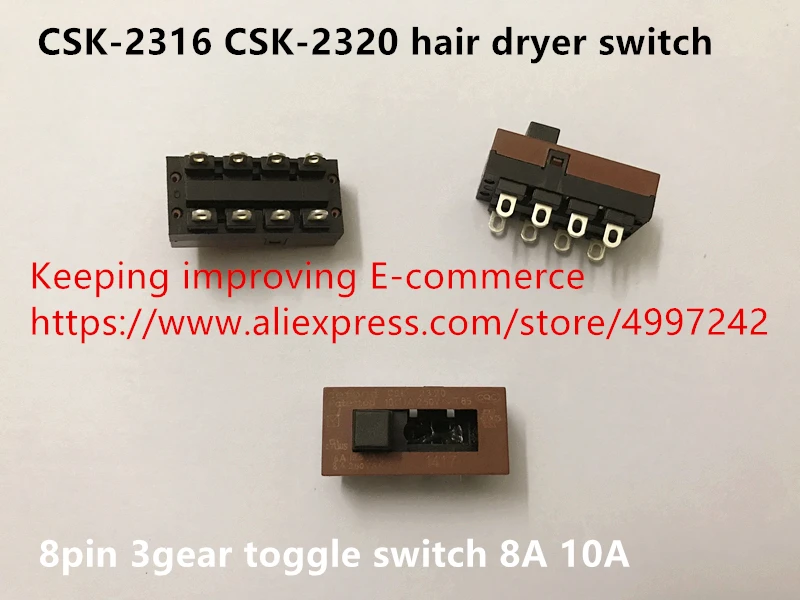 CSK-2316 CSK-2320 переключатель фена для сушки волос 8pin 3 передач рычажный переключатель 8A 10A