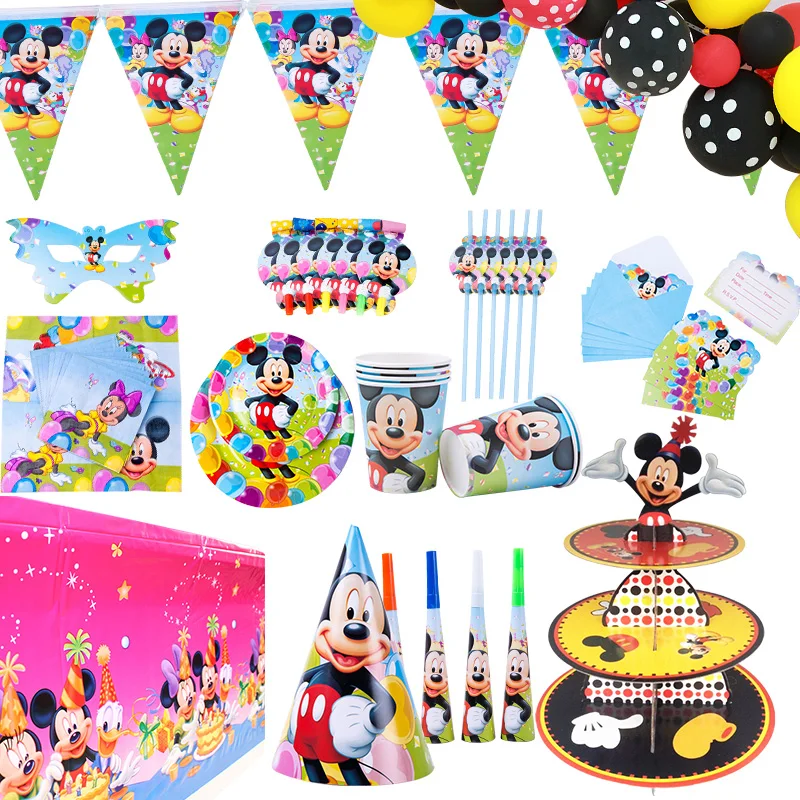 

Cartoon Mickey Mouse Party Decorations Kids Happy Birthday Party Decoration Baby Shower Party Supplies for Kids Party set