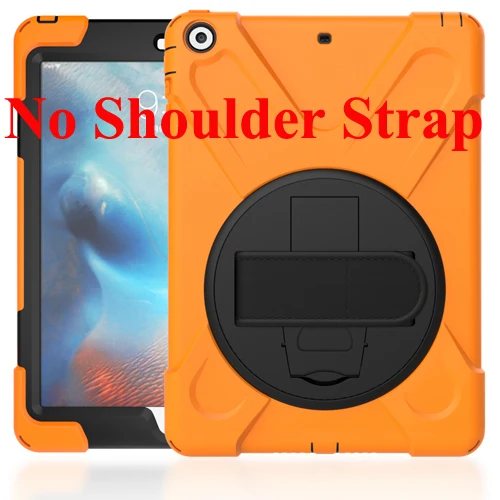 Для нового iPad 9,7 6th/iPad 9,7 5th Generation чехол, дети Безопасный Heavy Duty Вращающийся ремешок на руку/с откидной ножкой-опорой с отверстием+ плечевой ремень - Цвет: orange ST