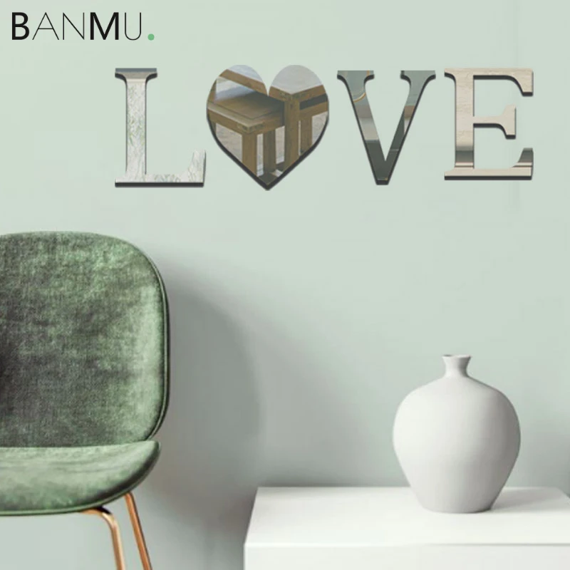 BANMU DIY зеркальный стикер 26 Английских прописных букв акриловые зеркала