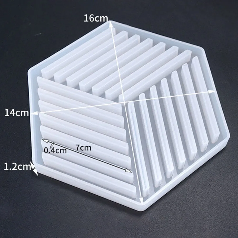 A 16X14x1.2CM Шестигранная силиконовая форма в полоску с тремя заостренными узорами, Хрустальная эпоксидная форма для подстаканника, аксессуары для подстаканника, товары для рукоделия - Цвет: A 16X14x1.2CM