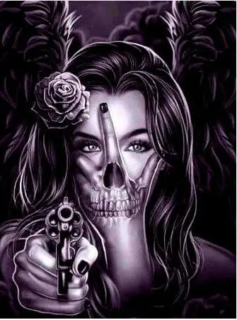 Готическое искусство 5D DIY алмазная живопись сексуальные черепа женщина, розы Вышивка крестиком Мозаика роспись бриллиантовыми стразами полный квадратный/круглый - Цвет: Черный