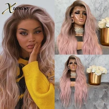Aliexpress - XUMOO Cheap Long Wavy Synthetic Lace Front Wigs Ombre Pink Heat Resistant Synthetic Lace Front Wig With Baby Hair Wigs For Women