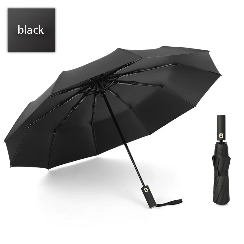 Explosion models automatic umbrella three fold windproof umbrella men and women sun umbrella three fold black plastic umbrella