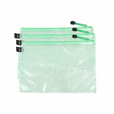 Пластиковая молния водостойкая сетка B5 бумажный файловый пакет прозрачный зеленый 29x20,5 cm 3 шт