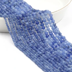 Natural Blue Sandstone Faceted Mineral Beads for DIY Jewelry and Gifts, 15'' Strand (Blue aventurine)