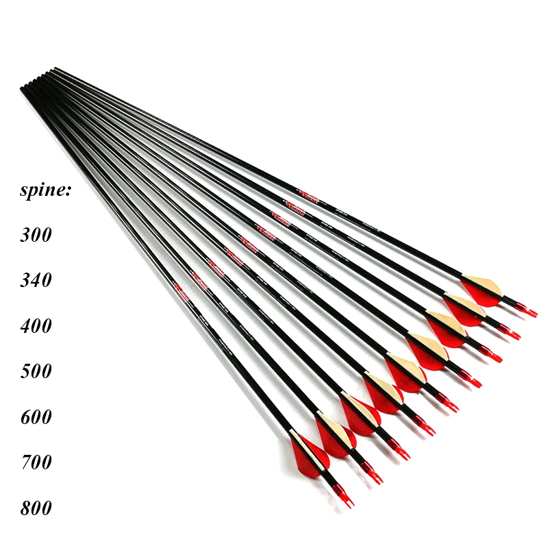 12PCS-Linkboy-Archery-ID6-2mm-Spine300-800-Pure-Carbon-Arrows-Protect-Ring-Nock-2-Vanes-Compound (2)