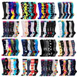 3/6/7 Pairs/Pack Compression Socks Women Men Knee High 30 MmHg Sports Socks Edema Diabetes Varicose Veins Running Socks Size S/M