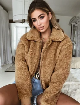 

KALENMOS Warm Thick Velet Coat Women Autumn Winter Patchwork Long Sleeve Pocket Casual Jackets Work Outwear Punk Streetwear