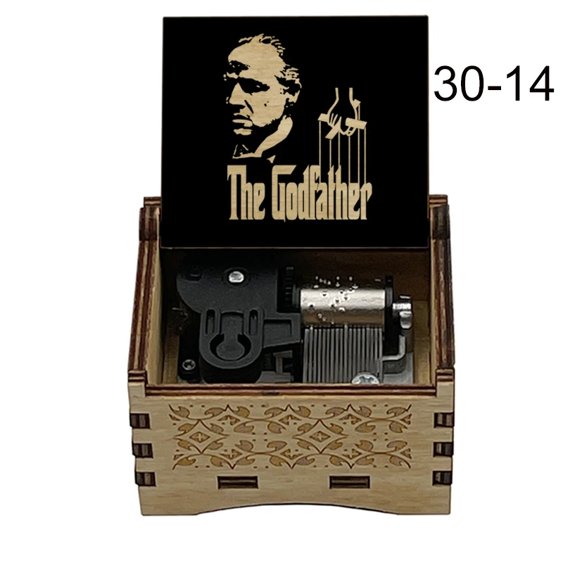 Color Print Wooden The Godfather Speak Softly Love Music Box  For Christmas Birthday Valentine's day Gift Family Decorations 4
