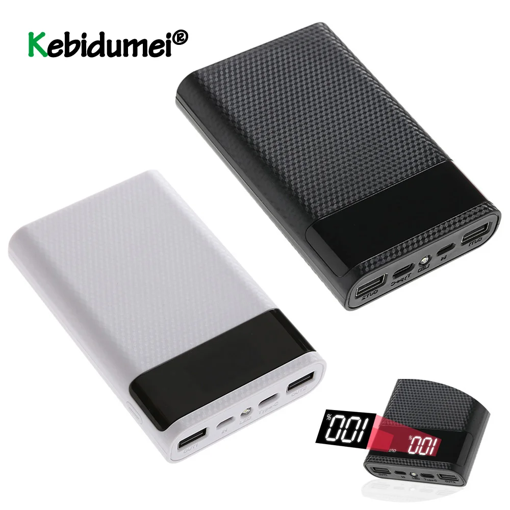 Новейший двойной USB Type C Внешний Аккумулятор Чехол DIY 4x18650 Мобильный телефон 15000