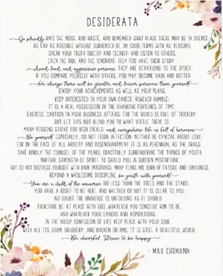 Max Ehrmann Poem - Desiderata Art Print Silk Poster Home Wall Decor 24x36inch | Дом и сад