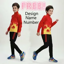 Зимняя детская Высококачественная Футбольная форма с длинными рукавами, флисовая подкладка, Футбольная спортивная форма, тренировочный костюм, спортивные костюмы, свободный дизайн