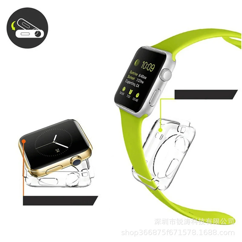 50 шт. модный прозрачный Ультратонкий Мягкий ТПУ гелевый Чехол для Apple Watch Series 4 3 2 1 40 мм 44 мм 38 мм 42 мм противоударный прозрачный чехол