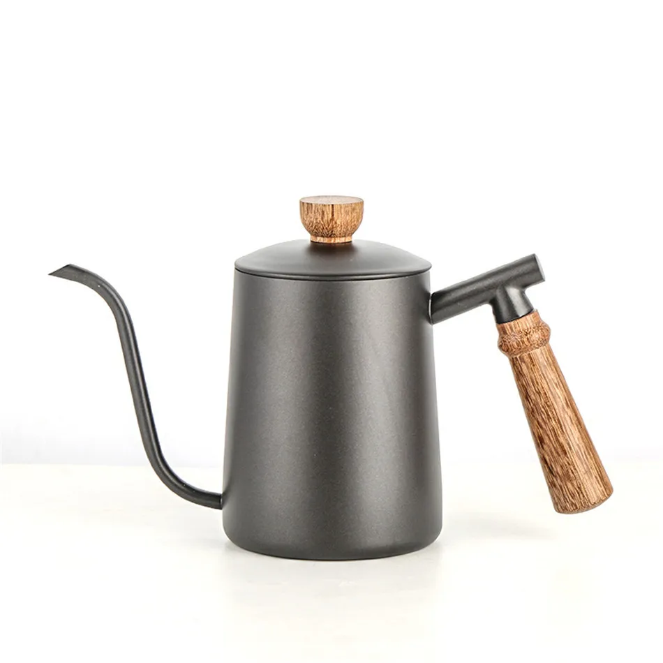 A002 600 мл чайник из нержавеющей стали капельная Кофеварка длинный чайник с носиком чашка домашняя кухонная принадлежность для чая - Цвет: A002